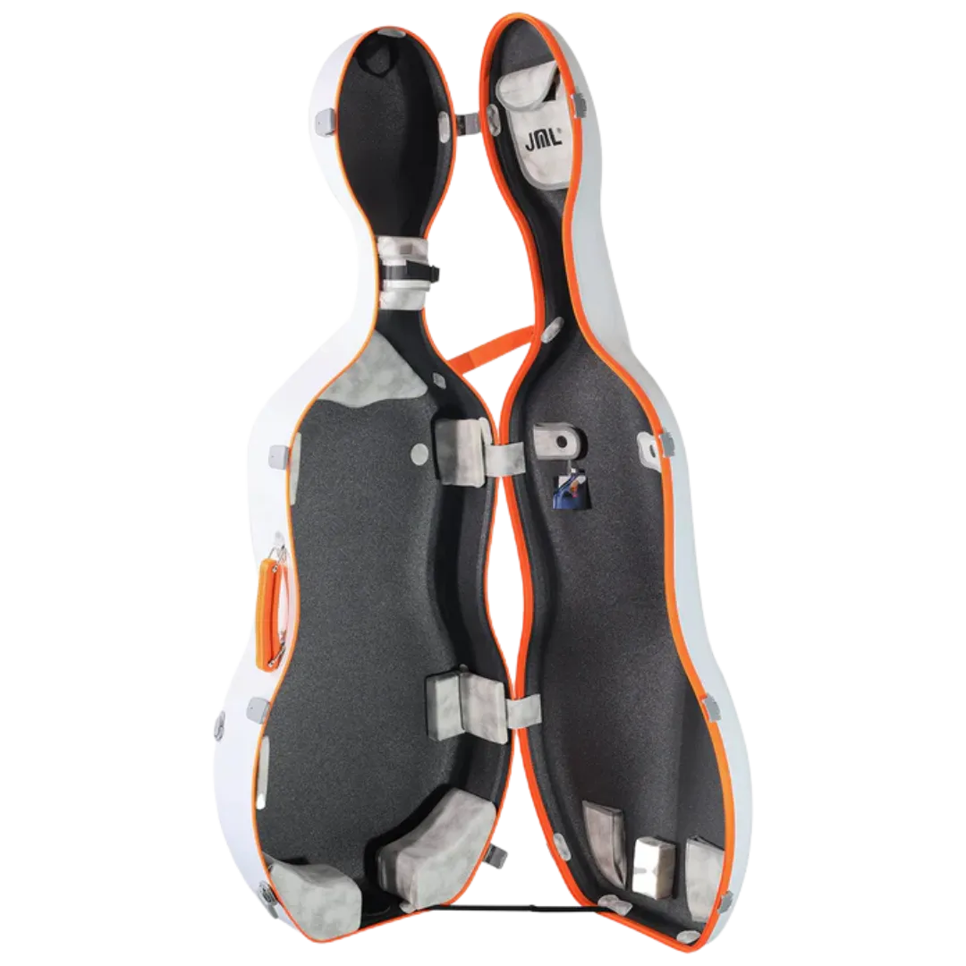 JML CL6 Carbon Fibre 2.9 Cello Case White with Orange 4/4