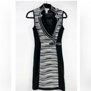 Joseph Ribkoff black and white striped stretchy dress 4