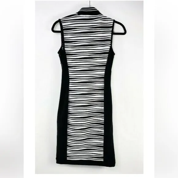 Joseph Ribkoff black and white striped stretchy dress 4