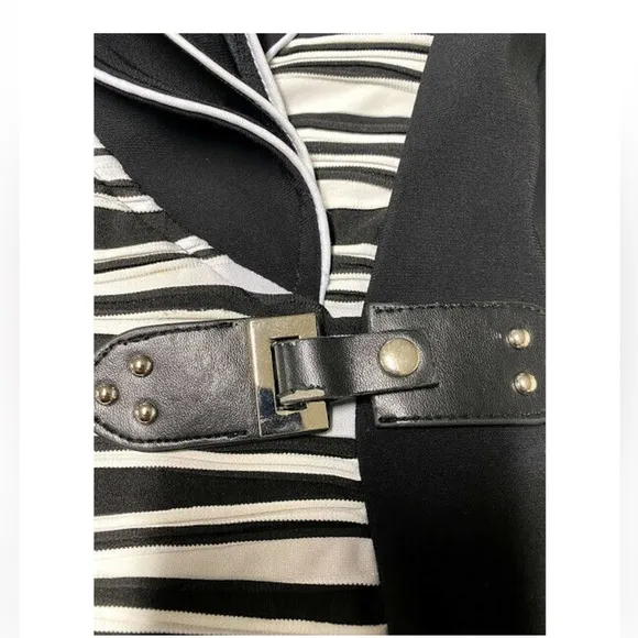 Joseph Ribkoff black and white striped stretchy dress 4