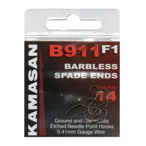Kamasan B911 F1 Spade End Barbless Hooks
