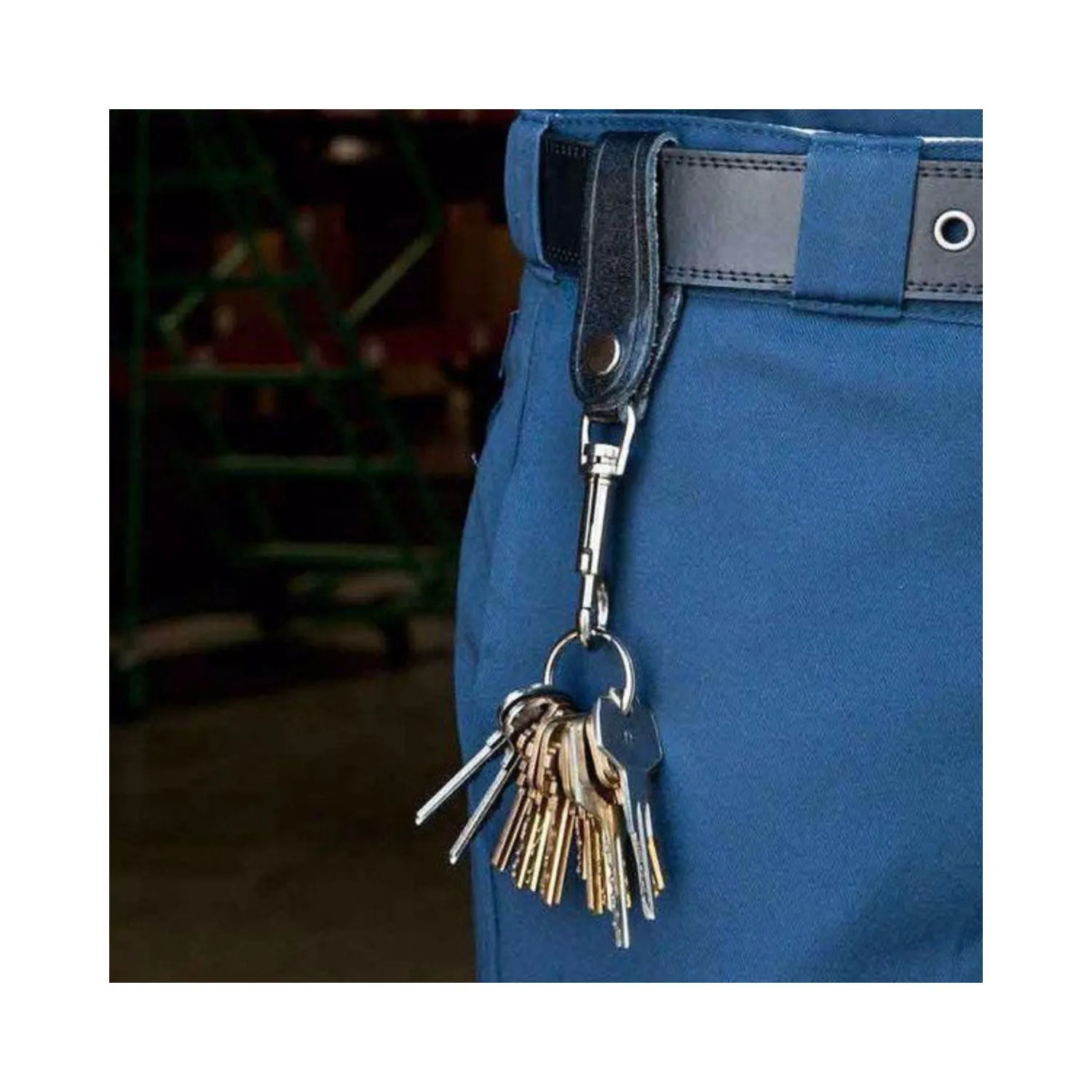 Key-Bak Bolt Snap Key Ring with Detachable Leather Strap