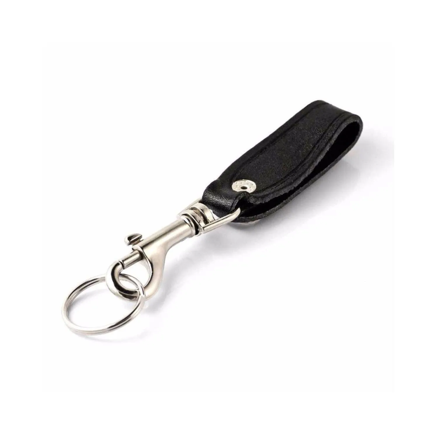 Key-Bak Bolt Snap Key Ring with Detachable Leather Strap