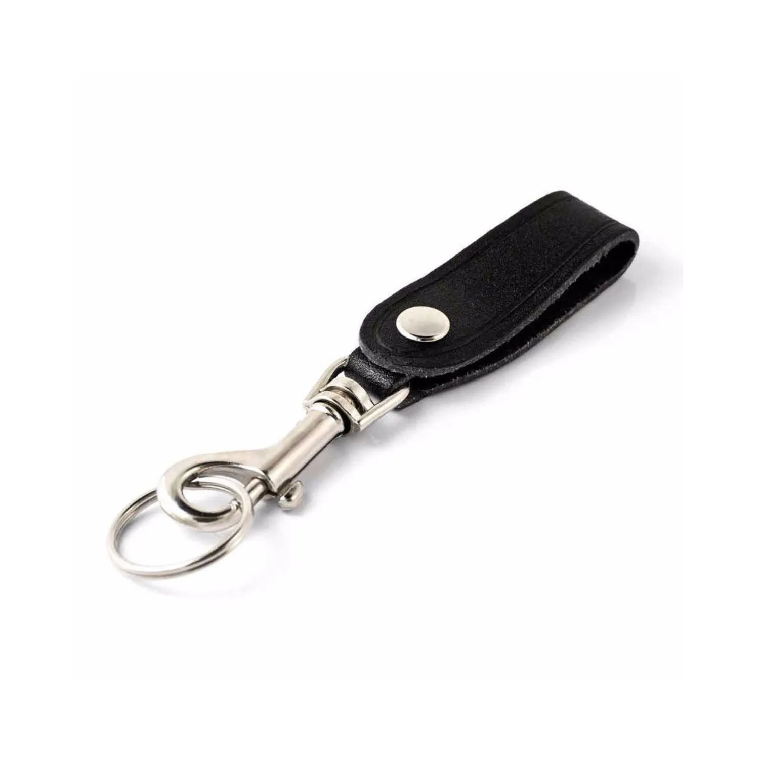 Key-Bak Bolt Snap Key Ring with Detachable Leather Strap