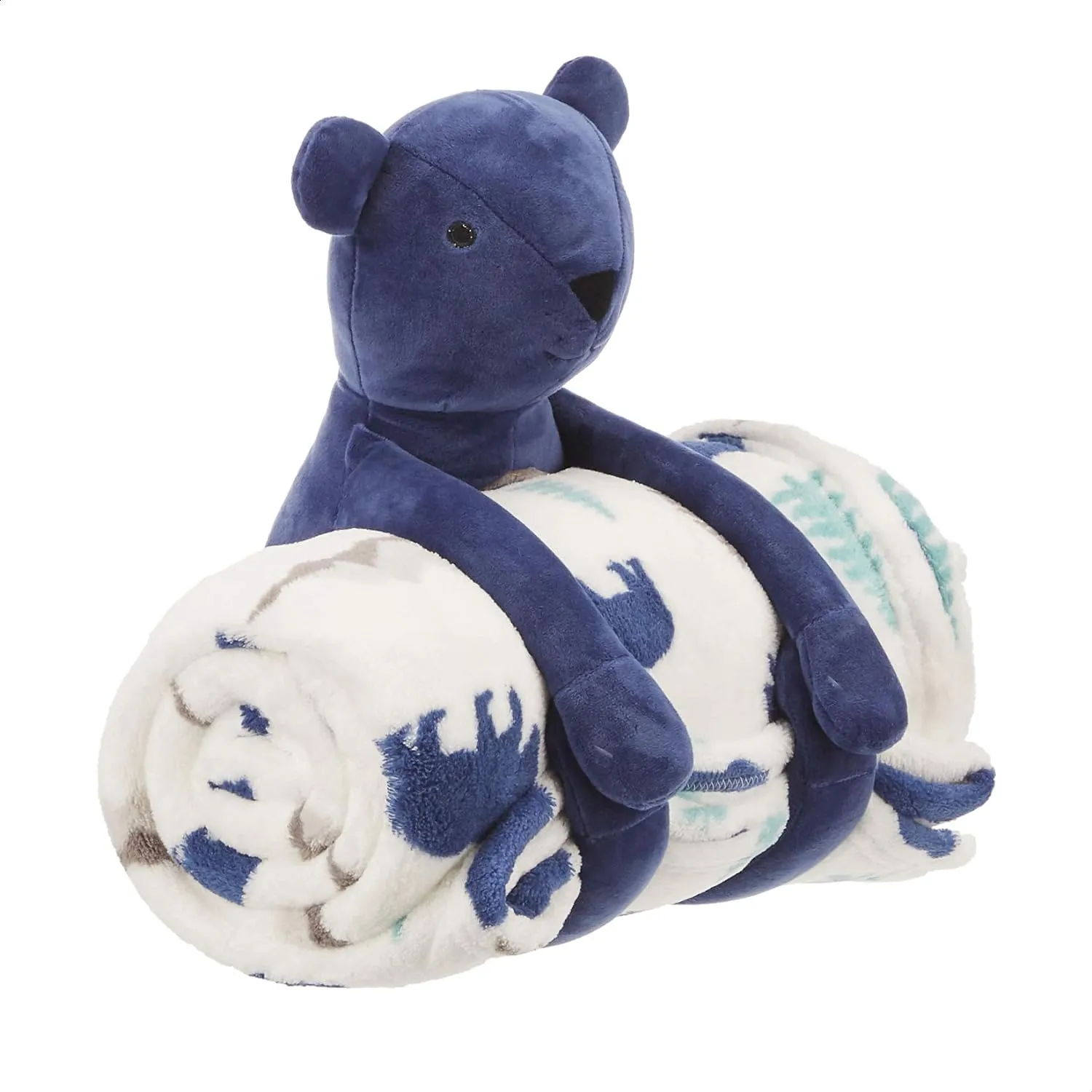 Kids Bear Buddies Patterned Throw Blanket with Stuffed Animal Bear