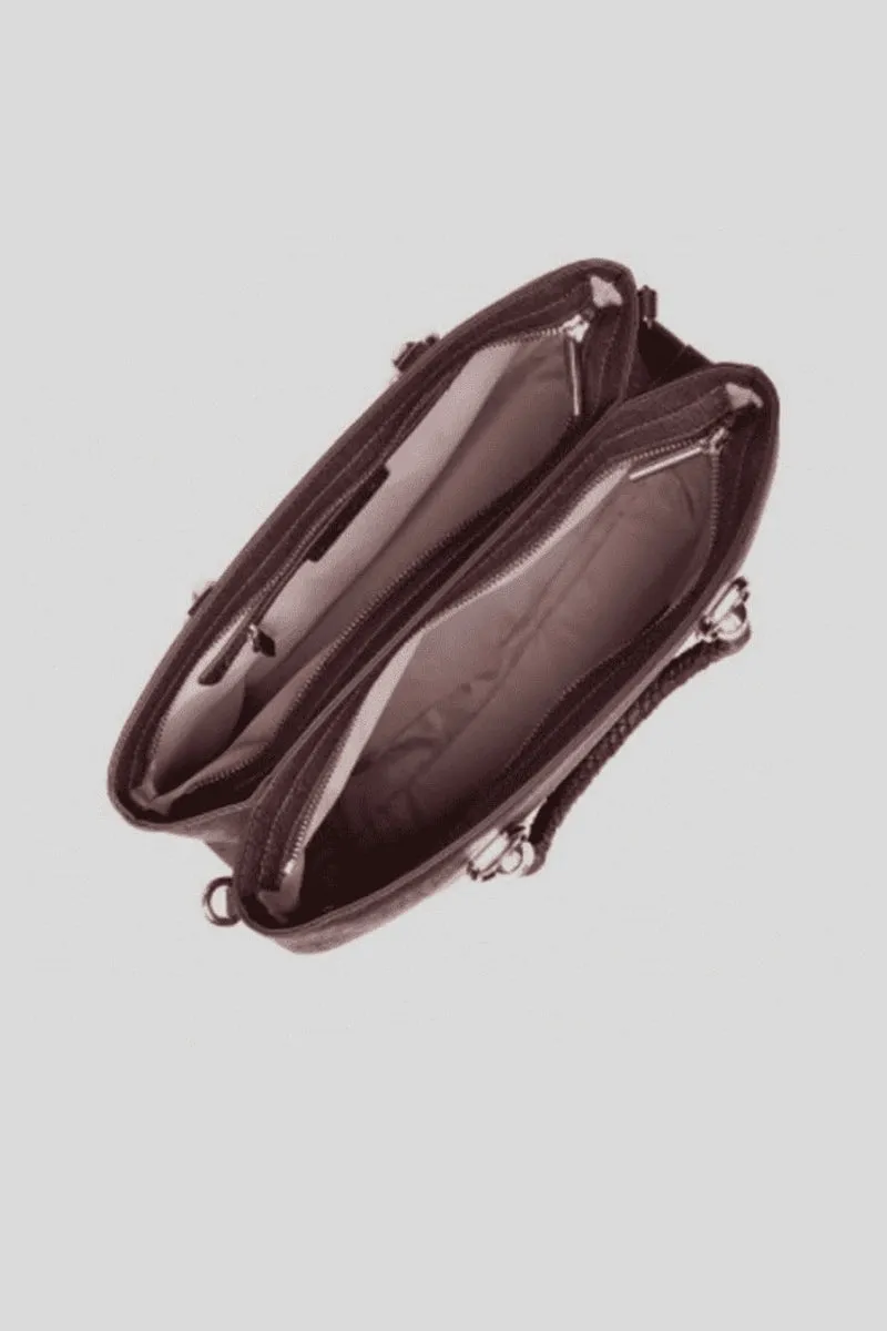 L Satchel Double Zip - Prugna