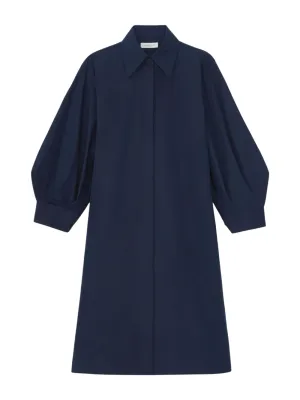 Lafayette 148 Lantern Sleeve Shirtdress in Ink