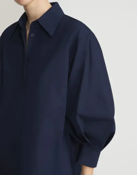 Lafayette 148 Lantern Sleeve Shirtdress in Ink