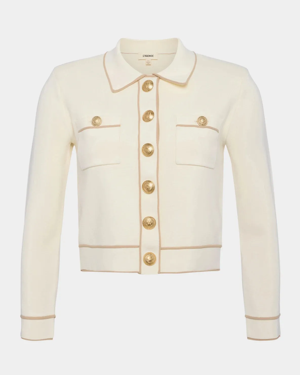 L'AGENCE NEO CONTRAST-TRIM CROPPED CARDIGAN