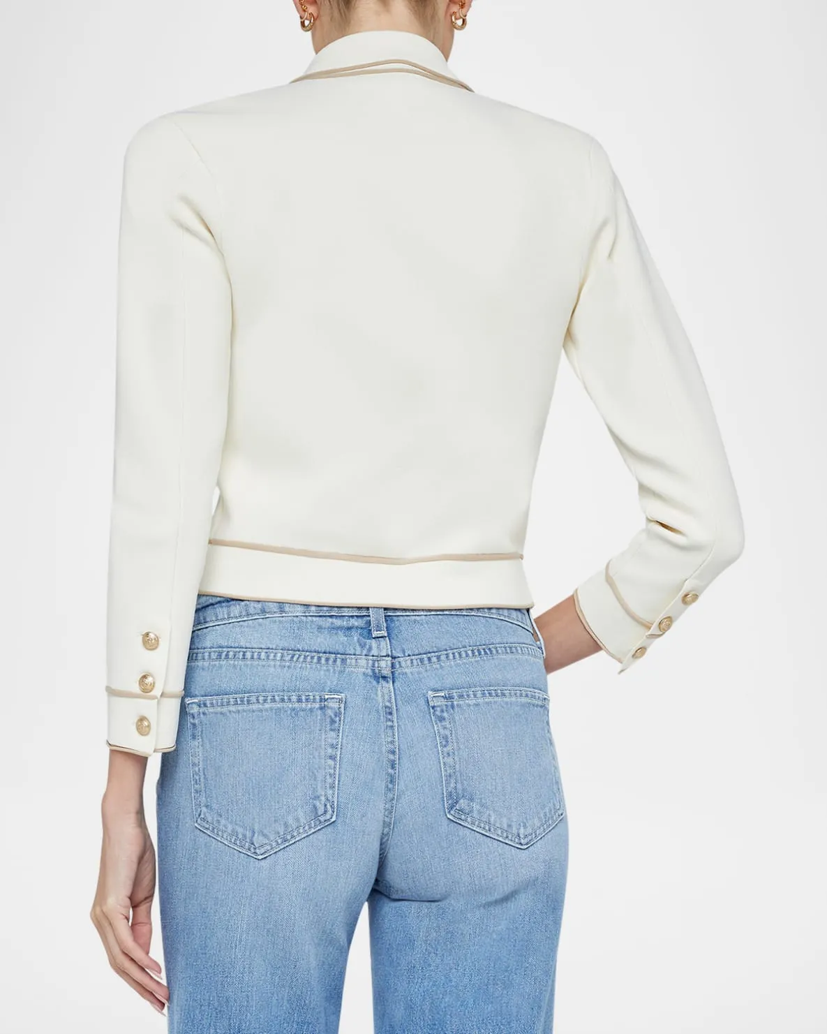 L'AGENCE NEO CONTRAST-TRIM CROPPED CARDIGAN