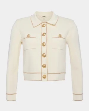 L'AGENCE NEO CONTRAST-TRIM CROPPED CARDIGAN