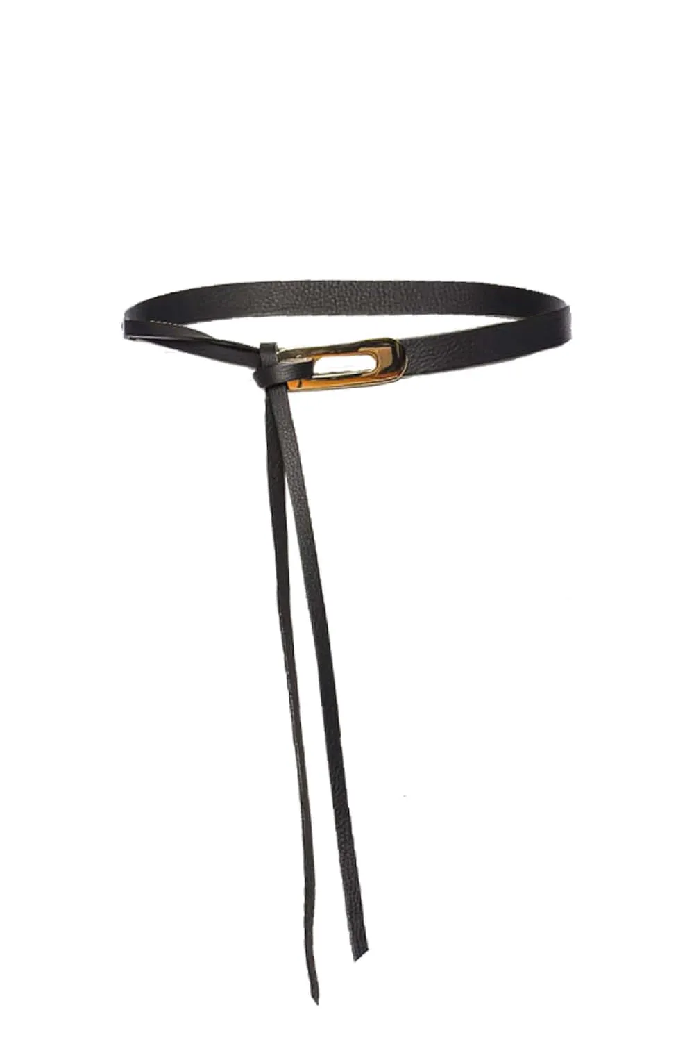 Lainey Black Leather Tie Belt