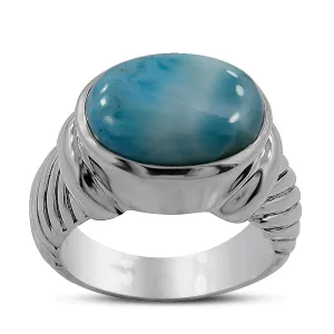 Larimar Gemstone Designer Silver Ring