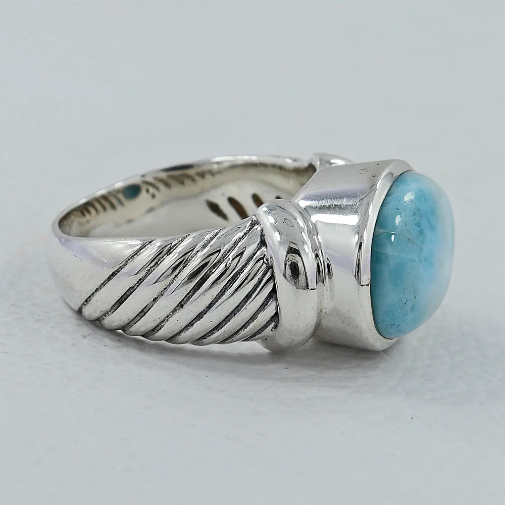 Larimar Gemstone Designer Silver Ring