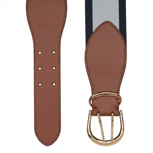 Lauren By Ralph Women's Cornwall II Tan and Navy Stretch Belt