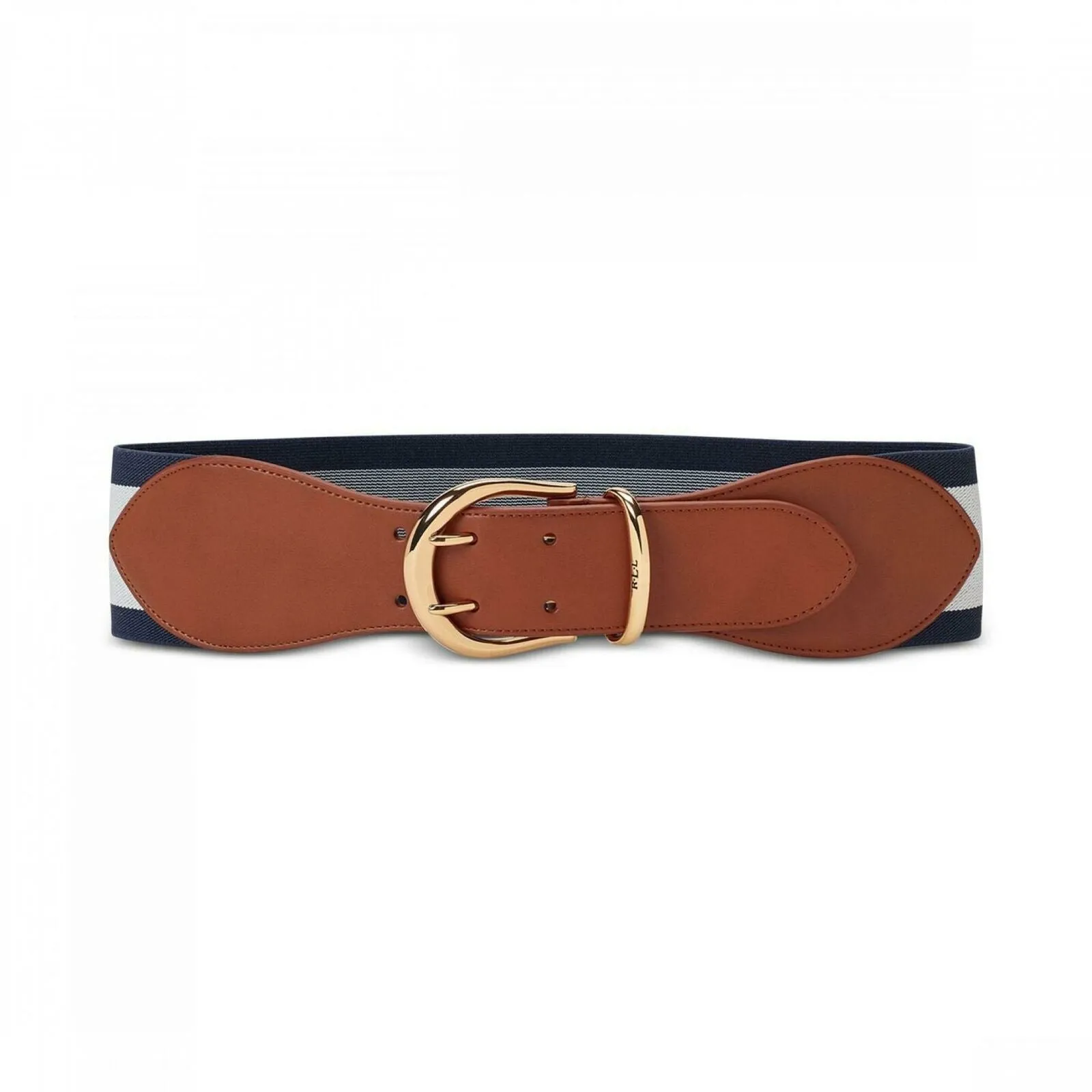 Lauren By Ralph Women's Cornwall II Tan and Navy Stretch Belt