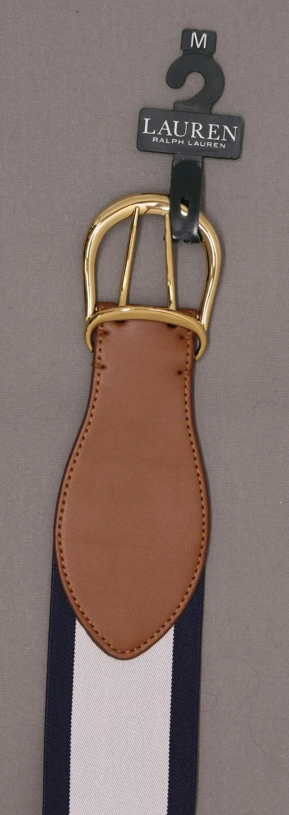 Lauren By Ralph Women's Cornwall II Tan and Navy Stretch Belt