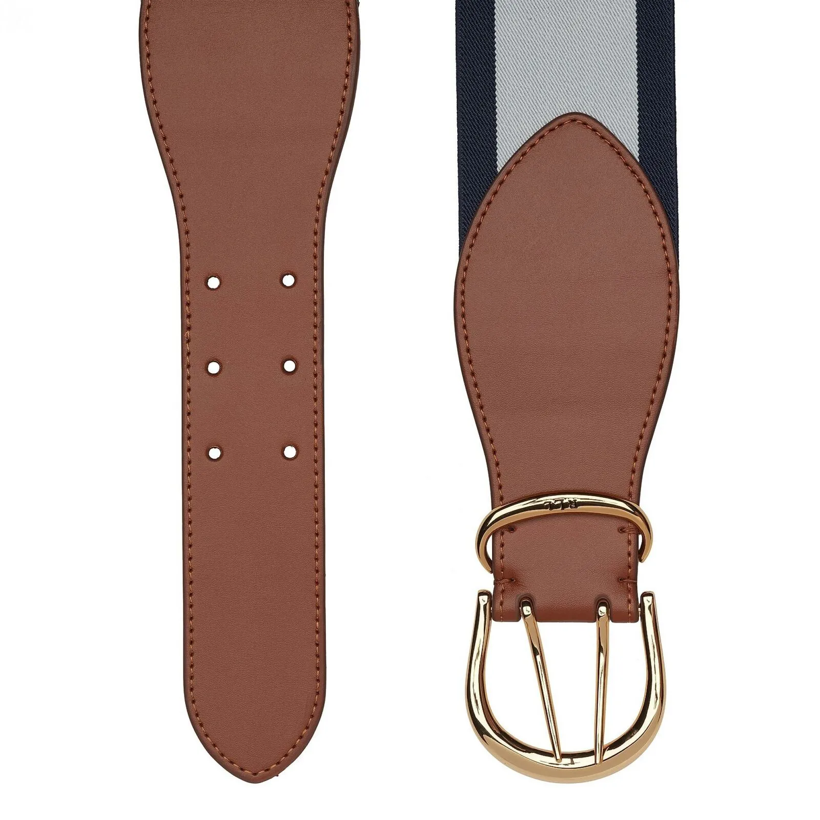Lauren By Ralph Women's Cornwall II Tan and Navy Stretch Belt