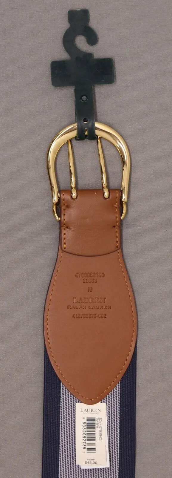 Lauren By Ralph Women's Cornwall II Tan and Navy Stretch Belt
