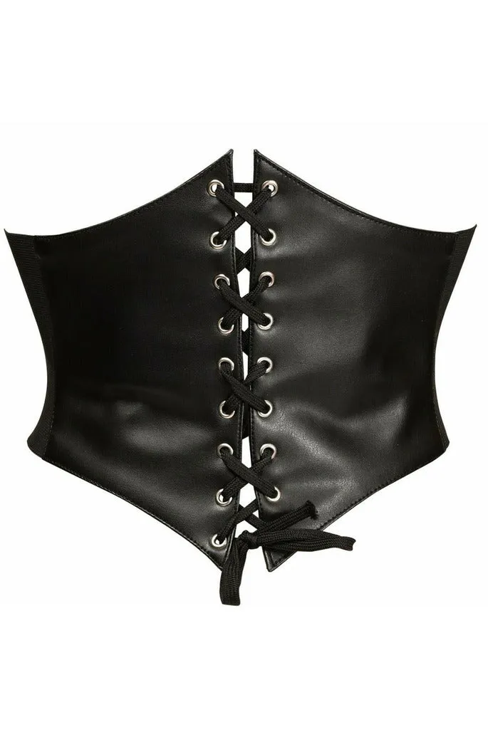 Lavish Black Faux Leather Corset Belt Cincher