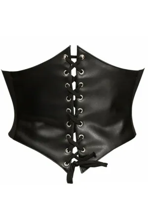 Lavish Black Faux Leather Corset Belt Cincher