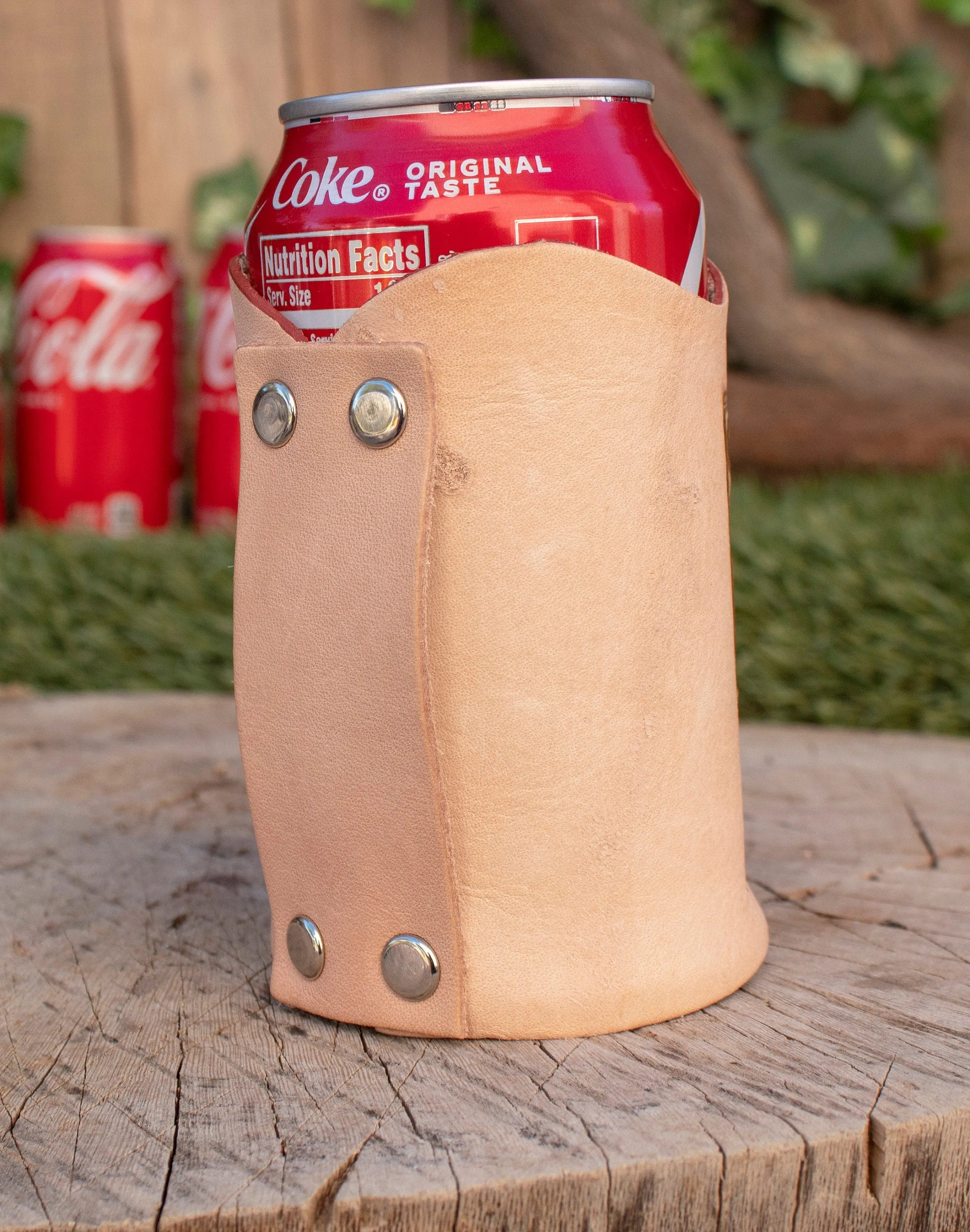 LEATHER aguila Mexico Mexican Eagle STAMPED BEER soda can cooler Holder Holster