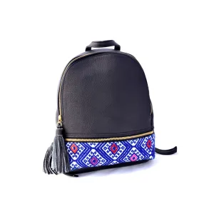 Leather backpack with embroidery