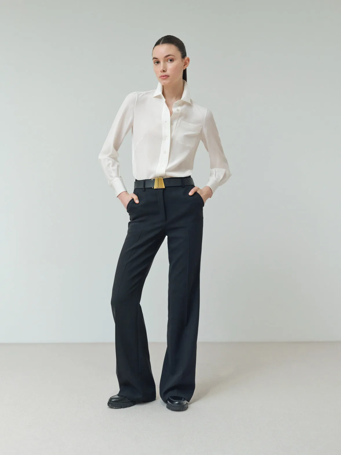 Leather Belt with Trapezoid Buckle