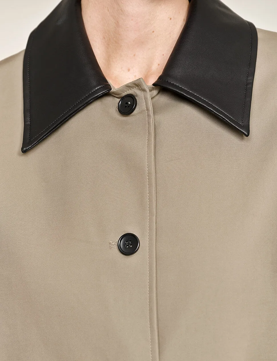 Leather Collar Cotton Coat
