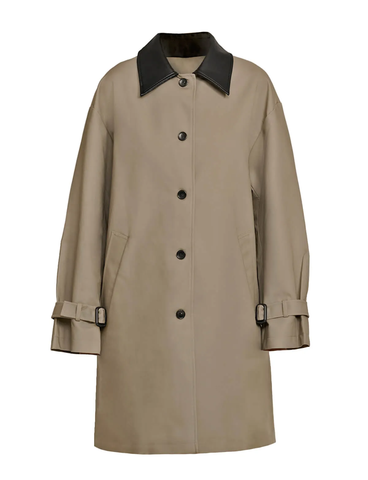 Leather Collar Cotton Coat