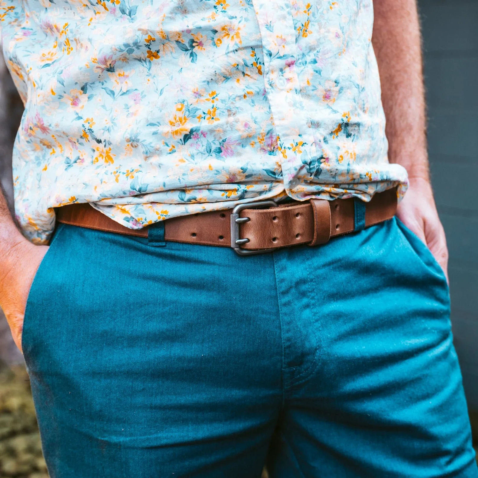 Leather Double Prong Belt - 1.5"