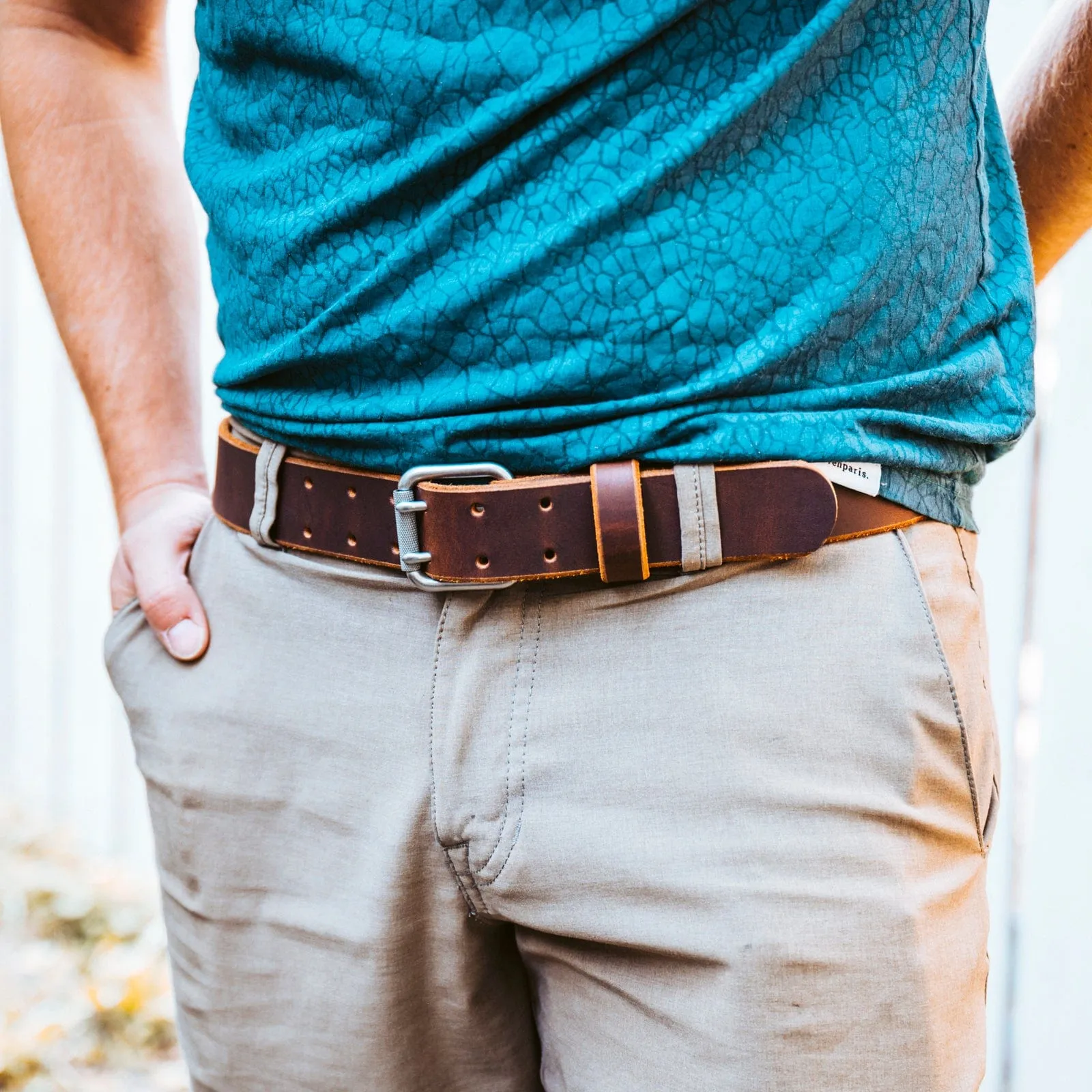 Leather Double Prong Belt - 1.5"