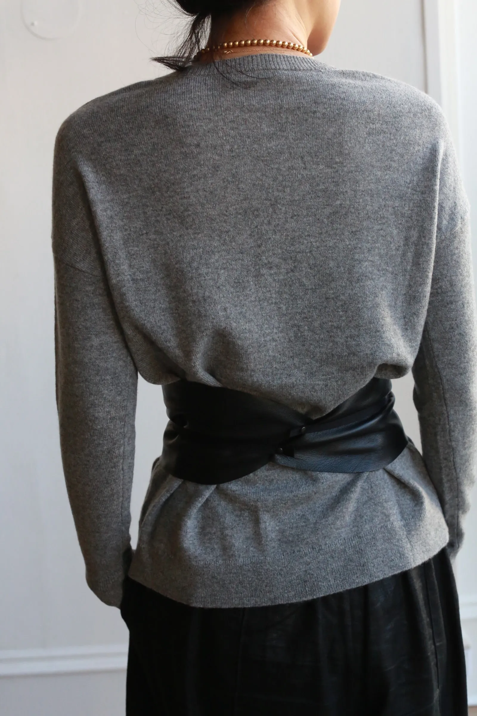 Leather Obi with Grosgrain Ribbon