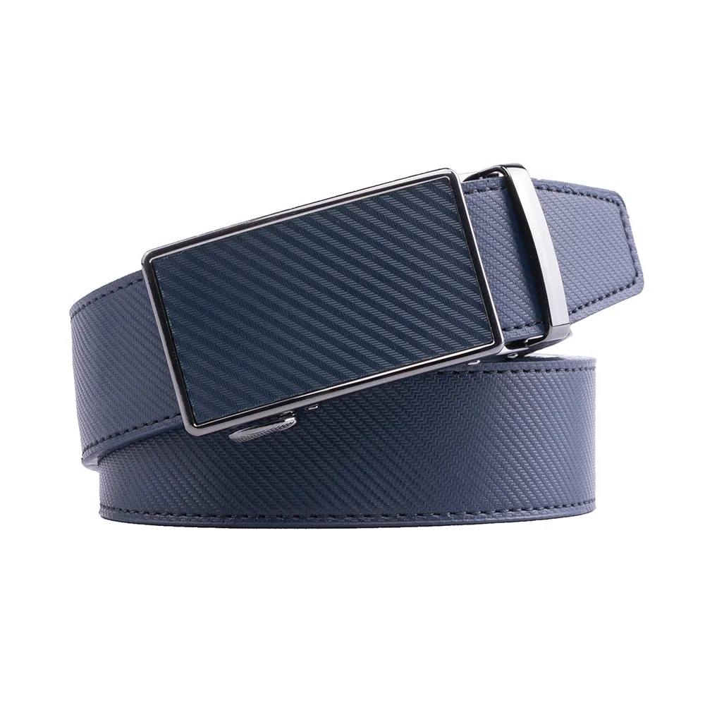 Leather Ratchet Belt - Navy