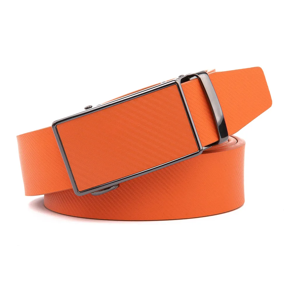 Leather Ratchet Belt - Orange