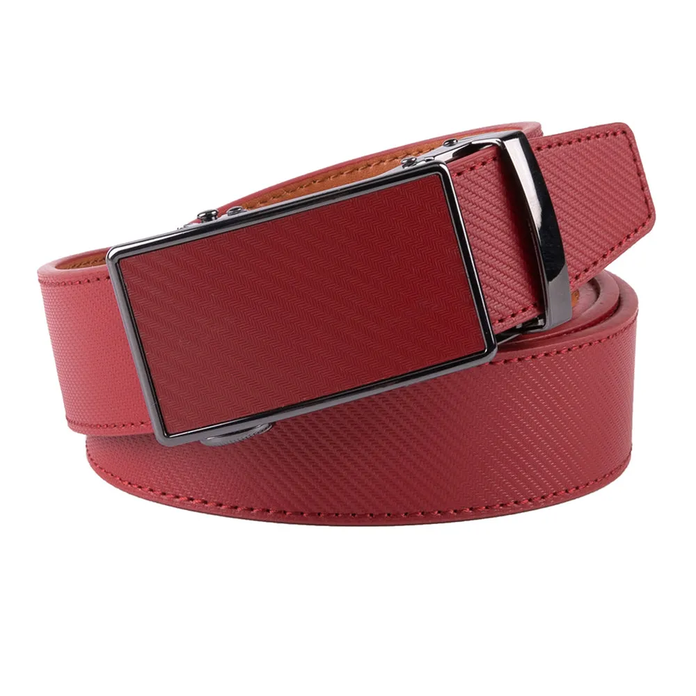 Leather Ratchet Belt - Red
