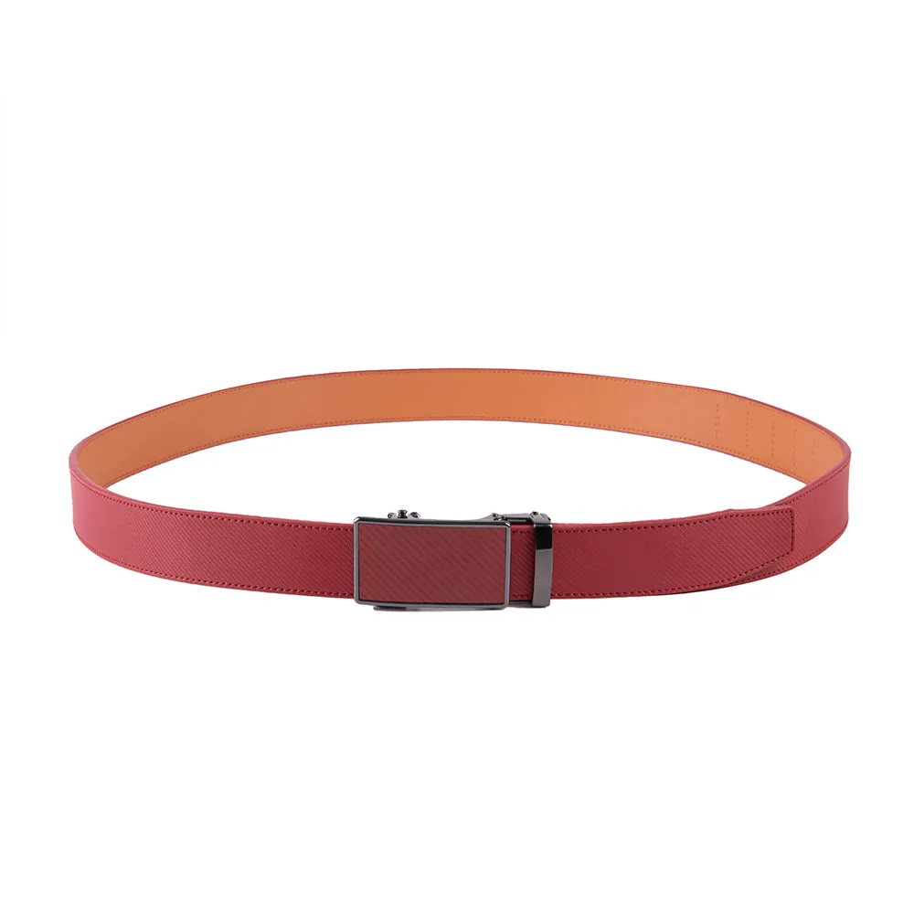 Leather Ratchet Belt - Red
