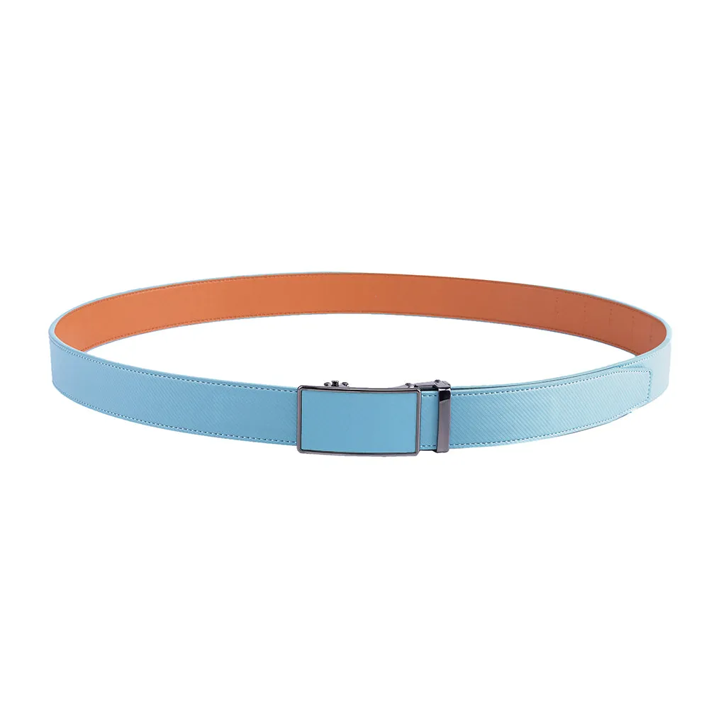 Leather Ratchet Belt - Sky Blue