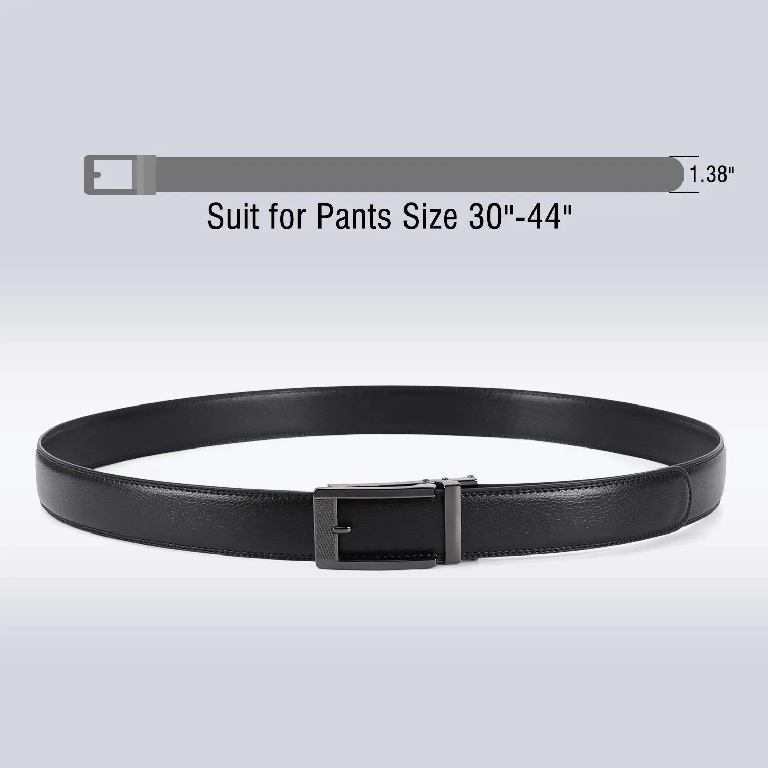 Leather Ratchet Dress Belt for Men Perfect Fit Waist Size Up to 44" with Automatic Buckle