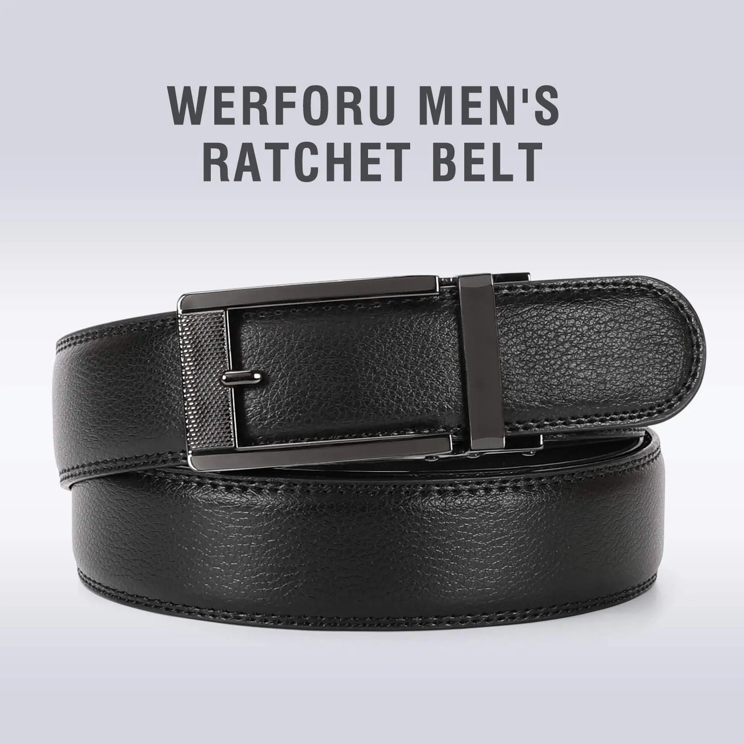 Leather Ratchet Dress Belt for Men Perfect Fit Waist Size Up to 44" with Automatic Buckle