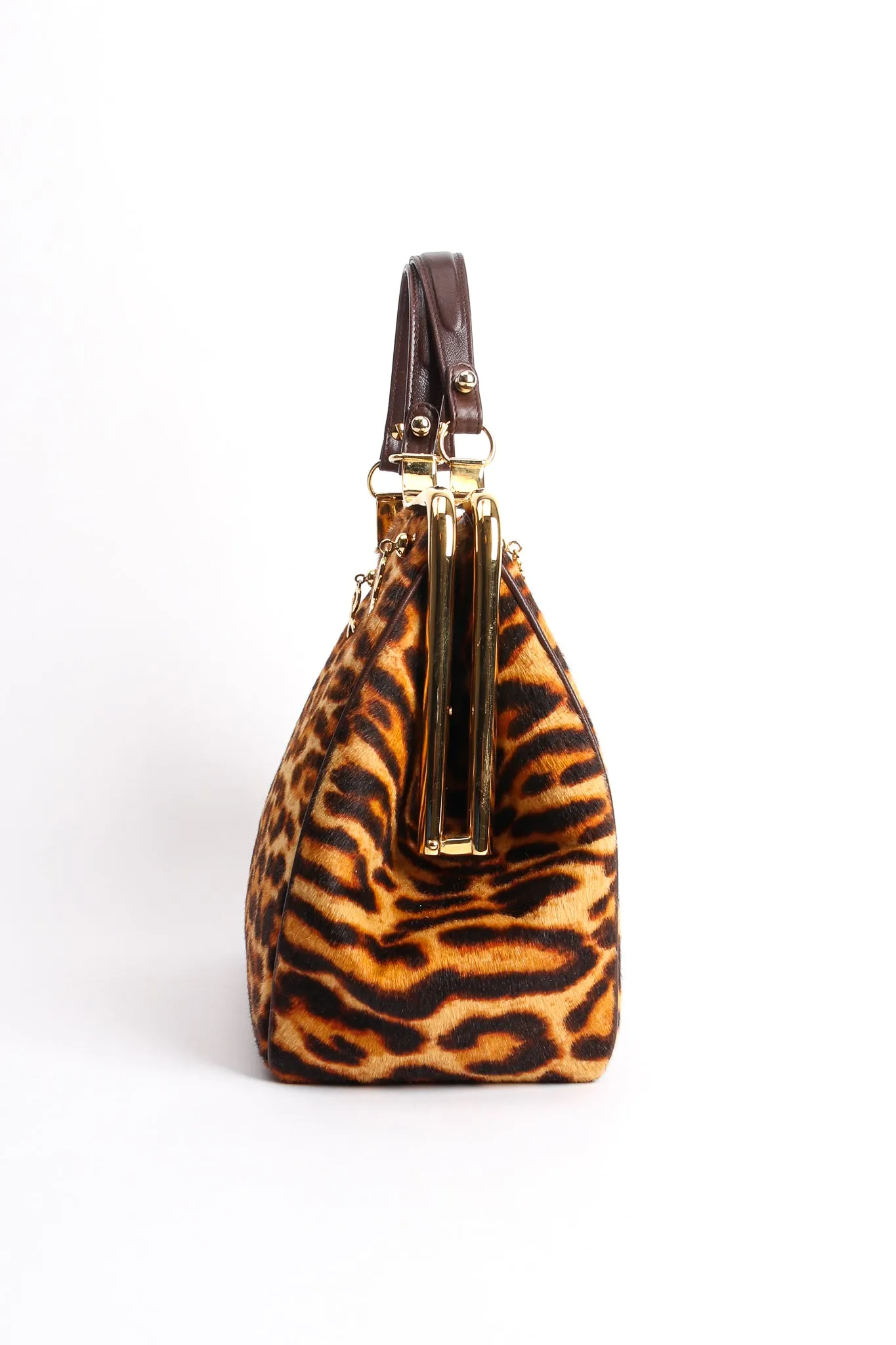 Leopard Pony Hair Frame Handbag