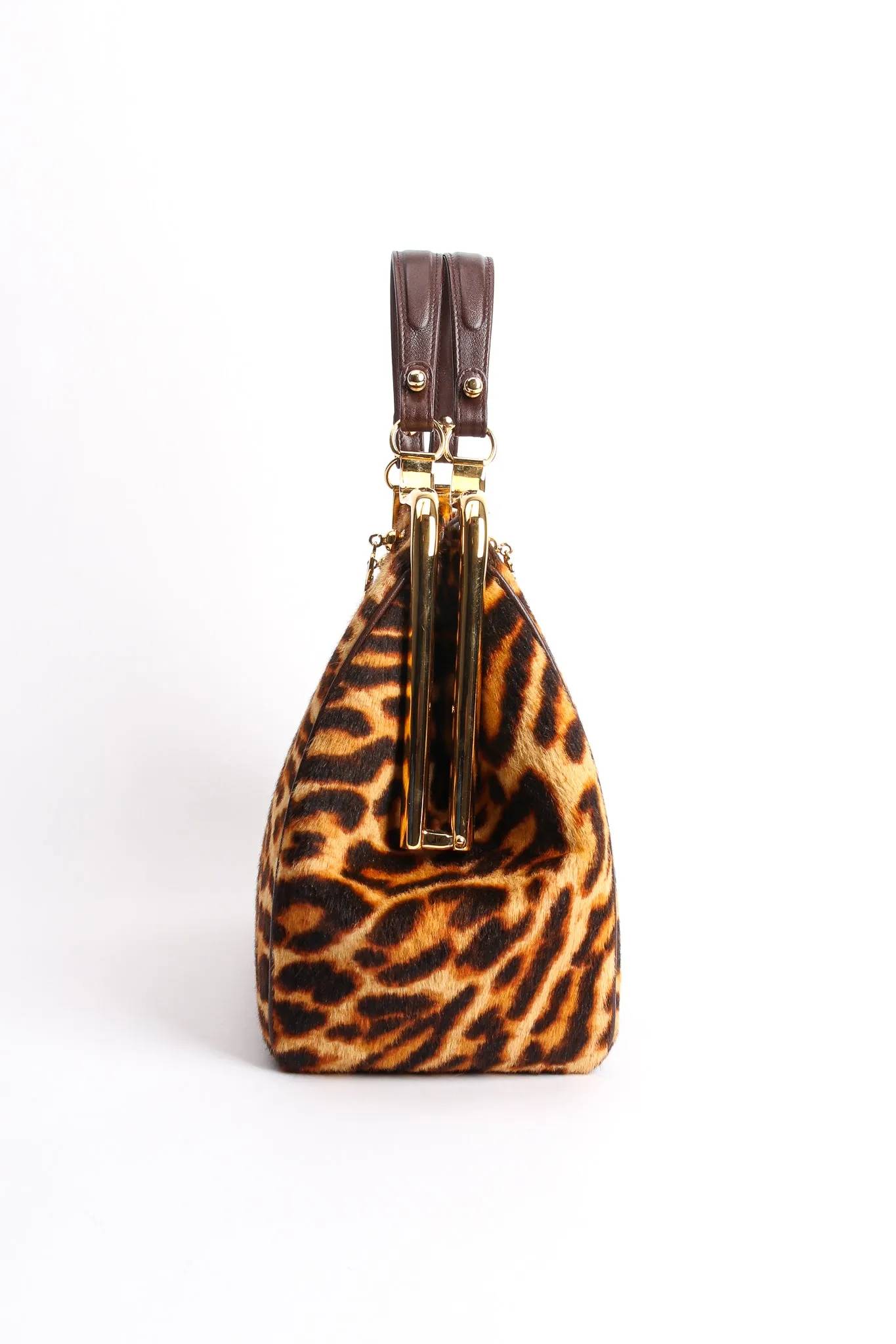 Leopard Pony Hair Frame Handbag