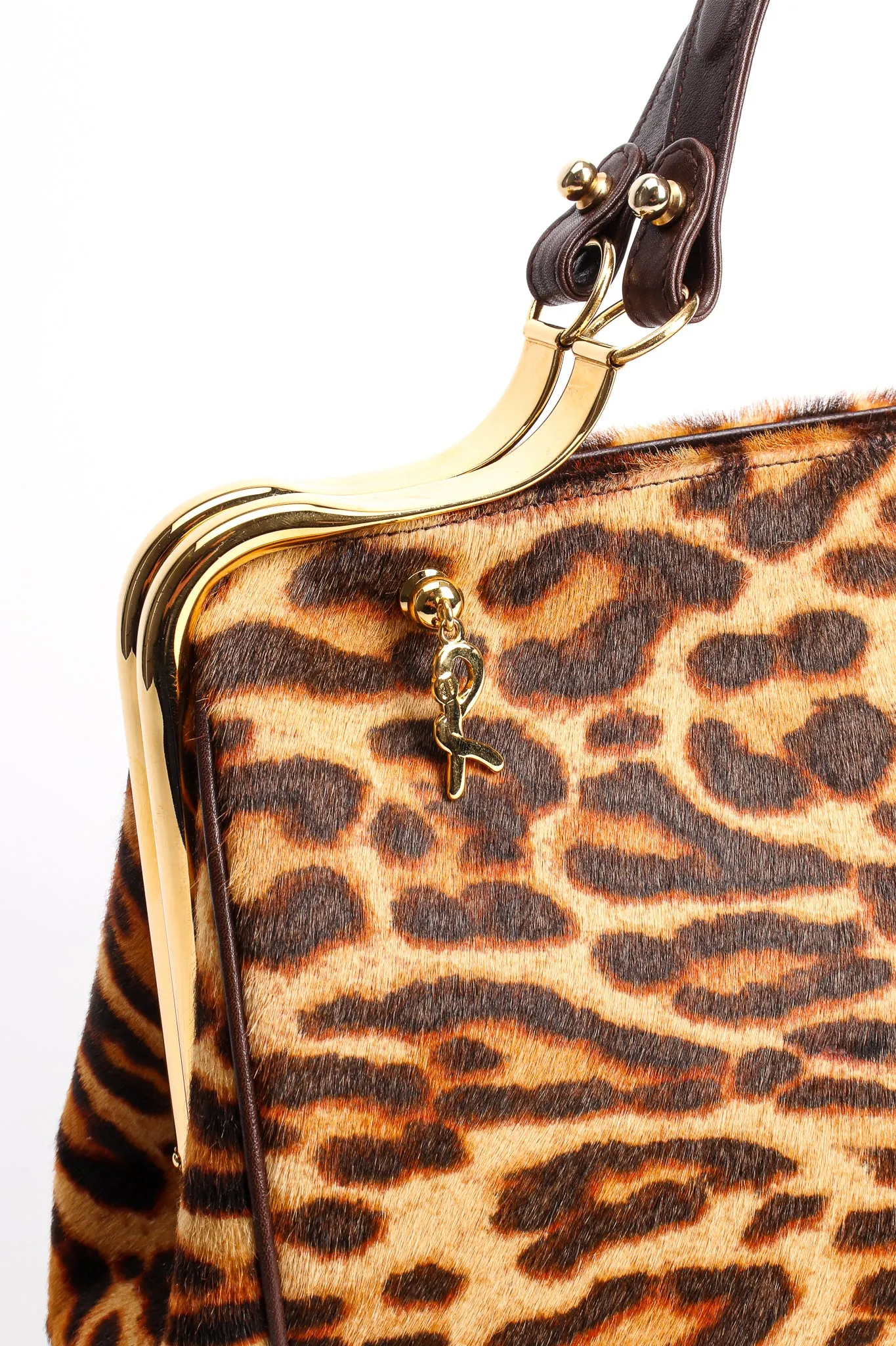 Leopard Pony Hair Frame Handbag