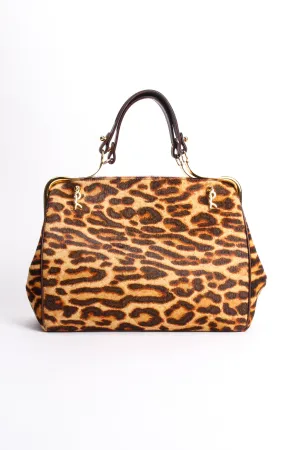 Leopard Pony Hair Frame Handbag