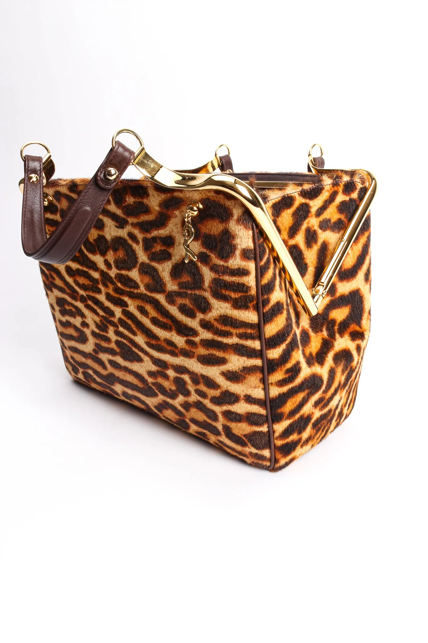 Leopard Pony Hair Frame Handbag