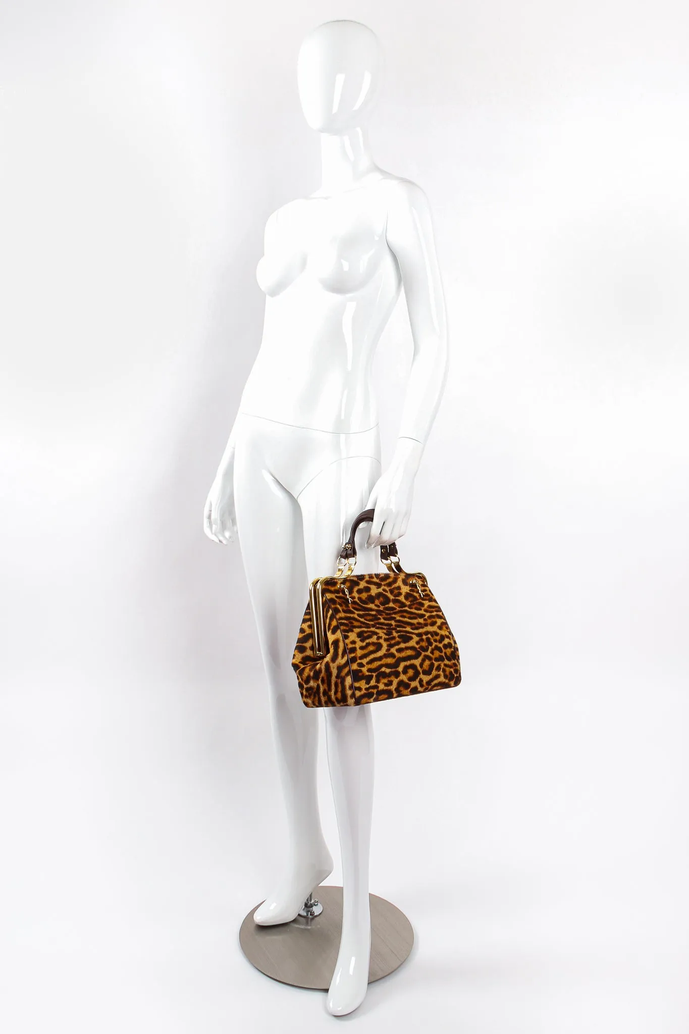 Leopard Pony Hair Frame Handbag