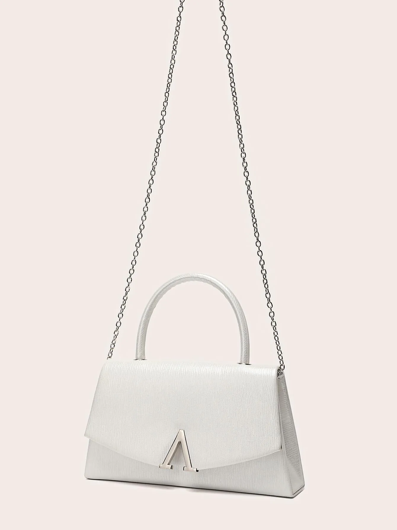 Letter Decor Small Square Bag - White