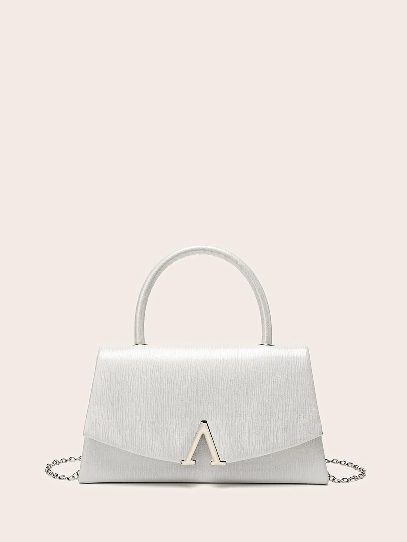 Letter Decor Small Square Bag - White