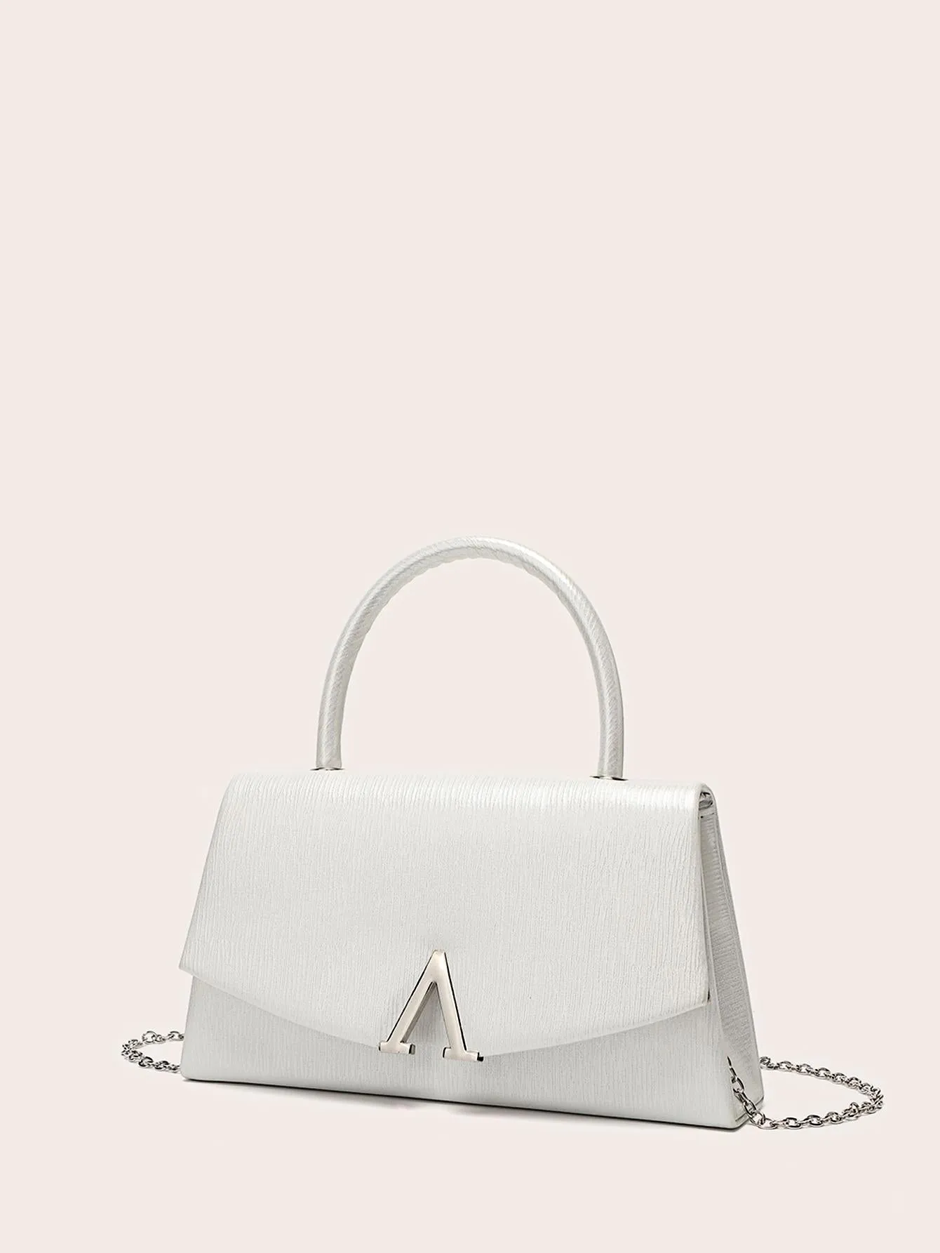 Letter Decor Small Square Bag - White