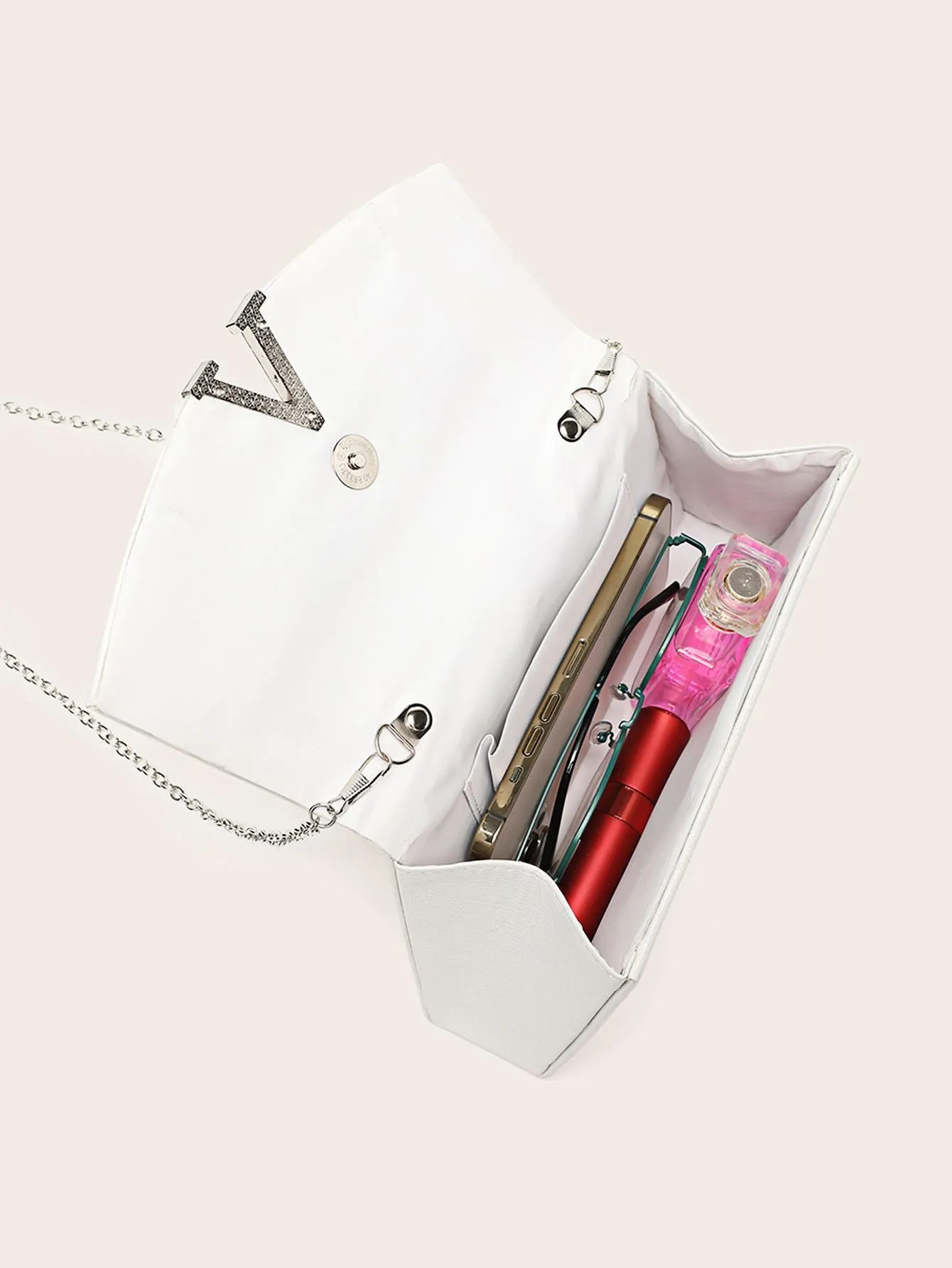 Letter Decor Small Square Bag - White